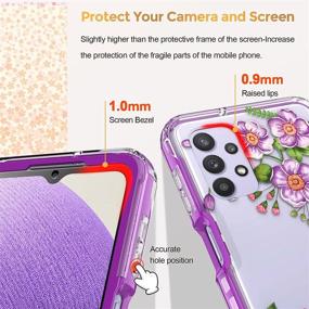 img 2 attached to 🌺 JXVM Samsung Galaxy A32 5G Case Clear Floral with Built-in Screen Protector | Full Body Shockproof TPU Slim Rugged Flower Cover Phone Case for Women & Girls (2 Items) – Primula/Purple