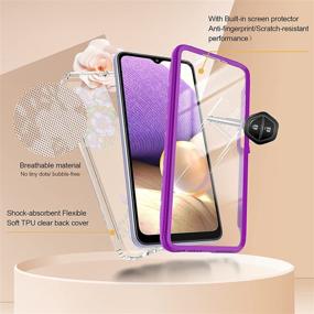 img 3 attached to 🌺 JXVM Samsung Galaxy A32 5G Case Clear Floral with Built-in Screen Protector | Full Body Shockproof TPU Slim Rugged Flower Cover Phone Case for Women & Girls (2 Items) – Primula/Purple