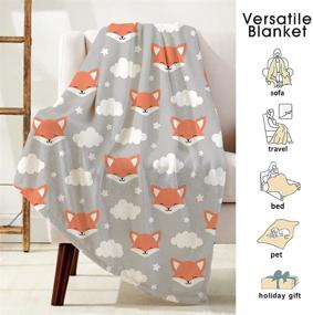 img 2 attached to 🦊 COLLA Fox Blanket for Kids: Soft Plush Flannel Fleece Throw Blanket for Boys and Girls, Cute Fox Nursery Decor, 50x40 Inch