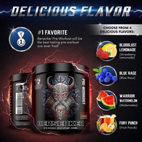 img 2 attached to 🧃 Viking Supps Berserker Pre-Workout - Boosted with Creatine, Beta-Alanine, and Caffeine for Enhanced Energy - Bloodlust Lemonade (Strawberry Lemonade) Flavor - 24 Servings