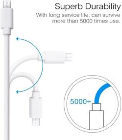 img 3 attached to 🔌 5 Pack Short Micro USB Cable - 1FT White Android Charging Cord for Fast Charge & Sync Data - Samsung, HTC, Motorola, Nokia, Kindle, MP3, Tablet & More