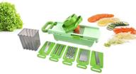 🥗 efficient mohist foldable mandoline slicer and grater with container (6-in-1) in vibrant green logo