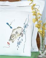 jack dempsey needle art 1600498 perle edge fish pillowcase - 20x30 white logo