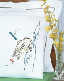 img 1 attached to Jack Dempsey Needle Art 1600498 Perle Edge Fish Pillowcase - 20x30 White