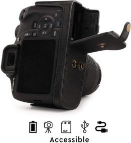 img 1 attached to 📷 MegaGear MG1607 Ever Ready Leather Camera Case for Canon EOS Rebel T7 (18-55mm) & 2000D (18-55mm) - Black