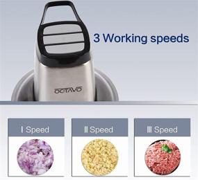 img 2 attached to 🔪 OCTAVO 300W Electric Meat Grinder with 8-Cup Stainless Steel Bowl, Food Processor & Vegetable Chopper - 4 Stainless Steel Blades for Dicing, Mincing, and Puree