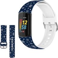 ✨ jolook silicone charge 5 band blue snowflake: stylish replacement wristband for women & men compatible with fibit charge 5 logo