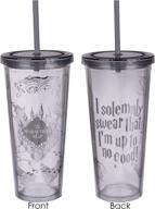 harry potter marauder's map travel cup with straw - no good sworn - acrylic tumbler 22 oz - silver design логотип