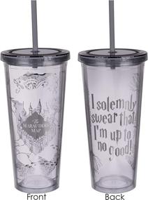 img 4 attached to Harry Potter Marauder's Map Travel Cup with Straw - No Good Sworn - Acrylic Tumbler 22 oz - Silver Design