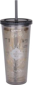 img 1 attached to Harry Potter Marauder's Map Travel Cup with Straw - No Good Sworn - Acrylic Tumbler 22 oz - Silver Design