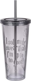 img 2 attached to Harry Potter Marauder's Map Travel Cup with Straw - No Good Sworn - Acrylic Tumbler 22 oz - Silver Design