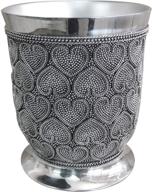 nu steel bht8h beaded heart wastebasket - vintage round trash can for bathroom, bedroom, dorm, office - shiny chrome finish, large size logo