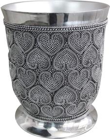 img 4 attached to nu steel BHT8H Beaded Heart Wastebasket - Vintage Round Trash Can for Bathroom, Bedroom, Dorm, Office - Shiny Chrome Finish, Large Size