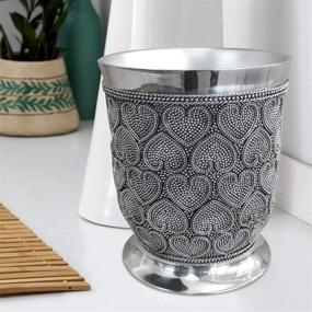 img 1 attached to nu steel BHT8H Beaded Heart Wastebasket - Vintage Round Trash Can for Bathroom, Bedroom, Dorm, Office - Shiny Chrome Finish, Large Size