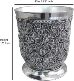 img 3 attached to nu steel BHT8H Beaded Heart Wastebasket - Vintage Round Trash Can for Bathroom, Bedroom, Dorm, Office - Shiny Chrome Finish, Large Size