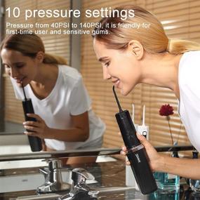 img 3 attached to 💦 Portable Cordless Water Flosser for Teeth Cleaning - Saywe Oral Irrigator with Electric Toothbrush, 10 Pressure Settings Water Pick Teeth Cleaner, Suitable for Braces & Sensitive Teeth - Black