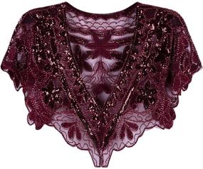 img 4 attached to Stunning 1920s Shawl Wrap: Vijiv Women's Art Deco Sequin Beaded Evening Cape Bolero Flapper Cover Up