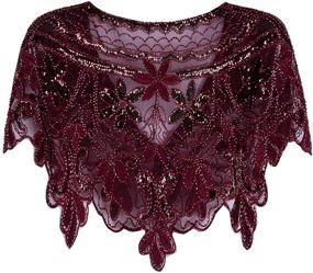 img 3 attached to Stunning 1920s Shawl Wrap: Vijiv Women's Art Deco Sequin Beaded Evening Cape Bolero Flapper Cover Up