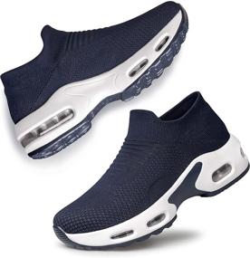 img 4 attached to YHOON Women's Slip-on Walking Shoes - Sock Sneakers with Air Cushion for Casual Running and Nursing Work