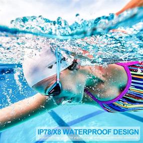 img 2 attached to 🏊 Водонепроницаемые беспроводные наушники для плавания с MP3-плеером на 8 ГБ памяти, шумоподавляющим микрофоном - идеально подходит для бега, велосипеда, зала, подводного плавания - черные