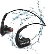 🏊 waterproof swimming mp3 wireless headphones with 8gb memory, noise cancelling mic - ideal for running, cycling, gym, diving water - black logo