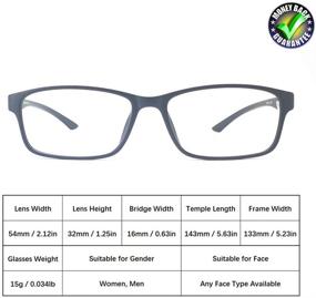 img 2 attached to 👓 Blue Light Blocking Reading Glasses Men Women | Rectangle Eyeglasses Frame | Computer Magnification Reader | Matt Black +1.50
