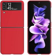 📱 redluckstar fashion pc case for samsung galaxy z flip 3 - thin slim shockproof durable protective case for men and women (galaxy z flip 3 5g, red) logo