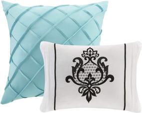 img 2 attached to 🛏️ Introducing the Leona Black/Aqua 4 Piece Intelligent Design Cozy Comforter Set - Modern Casual Damask Design with Matching Sham & Decorative Pillow, Ideal for All Seasons, Twin/Twin XL Size
