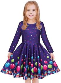 img 4 attached to 👗 Stylish and Festive: LaBeca Printed Twirly Longsleeve Christmas Dresses for Girls