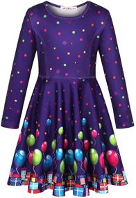 img 2 attached to 👗 Stylish and Festive: LaBeca Printed Twirly Longsleeve Christmas Dresses for Girls