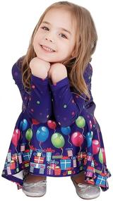 img 3 attached to 👗 Stylish and Festive: LaBeca Printed Twirly Longsleeve Christmas Dresses for Girls