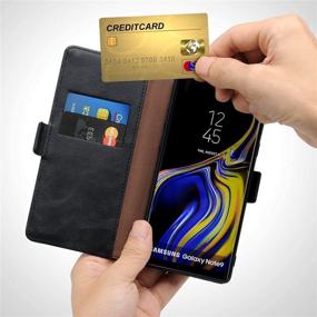 img 1 attached to Black Leather Wallet Case for Samsung Galaxy Note 9 - Premium Flip Cover with ID Card Holder and Magnetic Closure