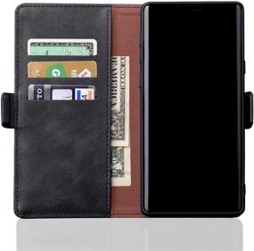 img 3 attached to Black Leather Wallet Case for Samsung Galaxy Note 9 - Premium Flip Cover with ID Card Holder and Magnetic Closure