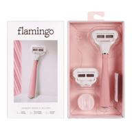 🦩 flamingo womens 5-blade razor - ultimate smoothness with replacement blade cartridge - desert rose logo