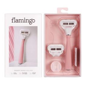 img 4 attached to 🦩 Flamingo Womens 5-blade Razor - Ultimate Smoothness with Replacement Blade Cartridge - Desert Rose