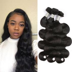 img 4 attached to 😍 MDL Hair Brazilian Body Wave 3 Bundles - 16 18 20 inches - 8A 100% Unprocessed Virgin Brazilian Human Hair Weave - Natural Color - 300G Total