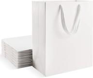 🛍️ 20pcs white kraft paper shopping bags bulk, eusoar 9.8&#34; x 5.1&#34; x 12.6&#34; with handles, merchandise bag, party favors bags, handle bags, wedding bags, paper lunch bags logo