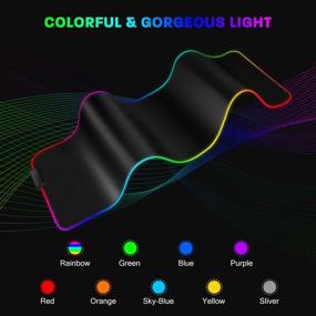 img 3 attached to 🖱️ YXLILI RGB Игровой коврик для мыши - XXL большой коврик с мышью 31,5X11,8 дюйма с 12 режимами подсветки, водонепроницаемый и с антискользящей резиновой основой - идеально подходит для ПК, ноутбука, клавиатуры