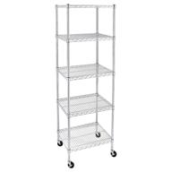 📦 amazoncommercial heavy-duty 5-tier steel wire shelving, 24" w x 18" d, chrome – nsf certified & optional wheels logo