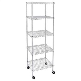 img 4 attached to 📦 AmazonCommercial Heavy-Duty 5-Tier Steel Wire Shelving, 24" W x 18" D, Chrome – NSF Certified & Optional Wheels