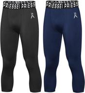 👖 priessei boys compression leggings, youth basketball tights, quick-dry athletic baselayer, 3/4 baseball pants logo