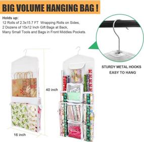 img 1 attached to 🎁 Efficient Gift Wrap Organizer: SumDirect White 16x40 Inch Double Sided Hanging Storage Solution for Wrapping Paper and Gift Bags