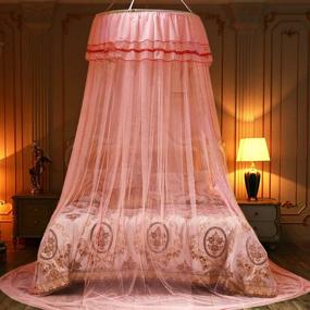 img 3 attached to 👑 Jolitac Bed Canopy Lace Mosquito Net for Girls Beds, Princess Play Tent Mesh Canopies Large Lace Dome Curtain Drapes Home & Travel (Pink)