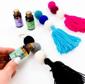 img 2 attached to 🚗 Enhance Your Car Experience with V Jane Design Boho Car Diffuser - Pack of 3! Wool ball oil diffuser, keychains with tassels for essential oils and boho car accessories style