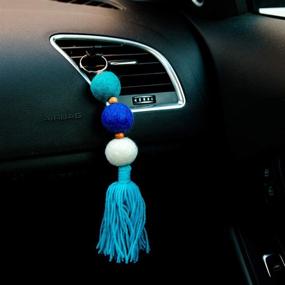 img 3 attached to 🚗 Enhance Your Car Experience with V Jane Design Boho Car Diffuser - Pack of 3! Wool ball oil diffuser, keychains with tassels for essential oils and boho car accessories style