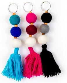 img 4 attached to 🚗 Enhance Your Car Experience with V Jane Design Boho Car Diffuser - Pack of 3! Wool ball oil diffuser, keychains with tassels for essential oils and boho car accessories style