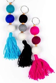 img 1 attached to 🚗 Enhance Your Car Experience with V Jane Design Boho Car Diffuser - Pack of 3! Wool ball oil diffuser, keychains with tassels for essential oils and boho car accessories style