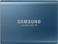 💙 стильный портативный ssd-накопитель samsung t5 500 гб usb 3.1: супербыстрый, компактный и стильный (синий) логотип