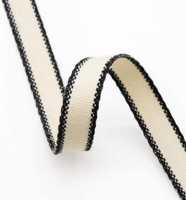 img 2 attached to CT CRAFT LLC Cotton Stripes Edge Ribbon for Home Decor and Gift Wrapping - 10mm x 10 Yards x 1 Roll - Natural with Black