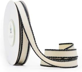 img 4 attached to CT CRAFT LLC Cotton Stripes Edge Ribbon for Home Decor and Gift Wrapping - 10mm x 10 Yards x 1 Roll - Natural with Black